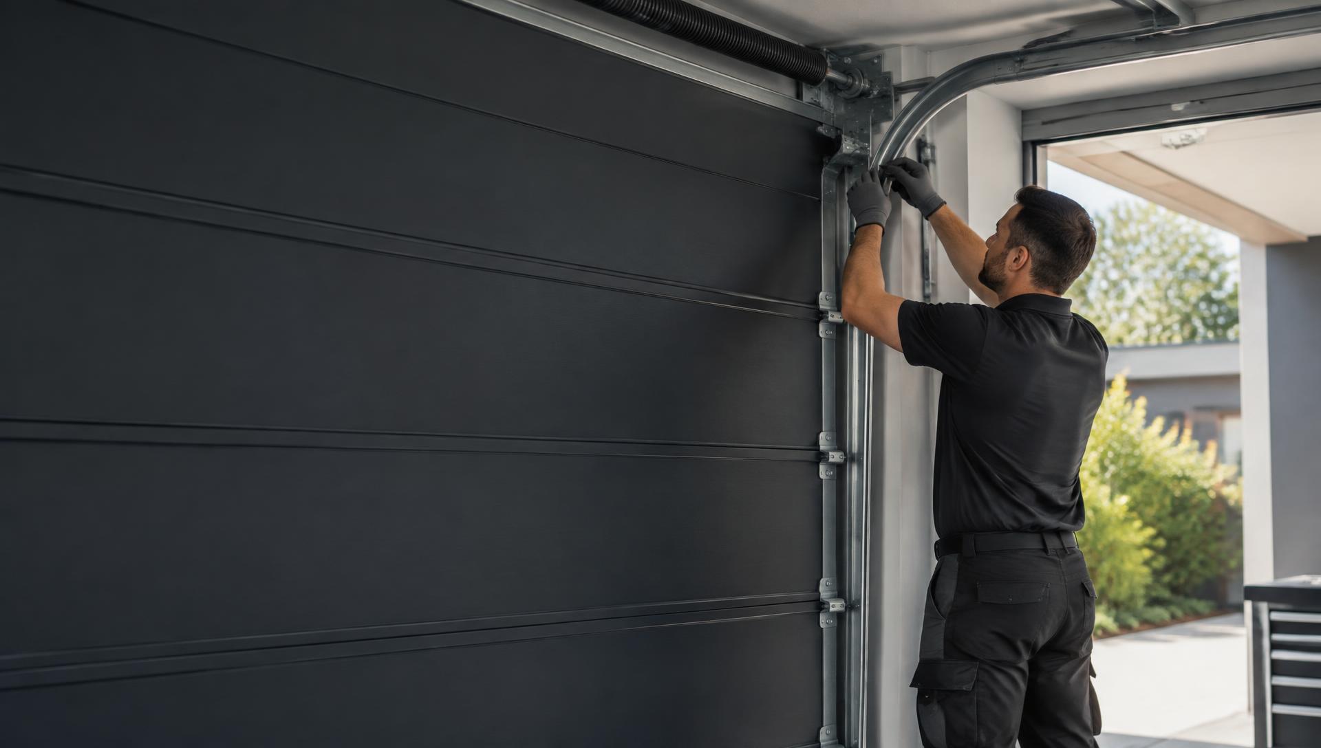 Technician carrying out a garage door repair